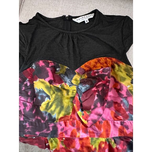 Trina Turk L.A Women's Mock Strapless Watercolor Dress Size 8 Wool / Silk USA - Picture 8 of 9